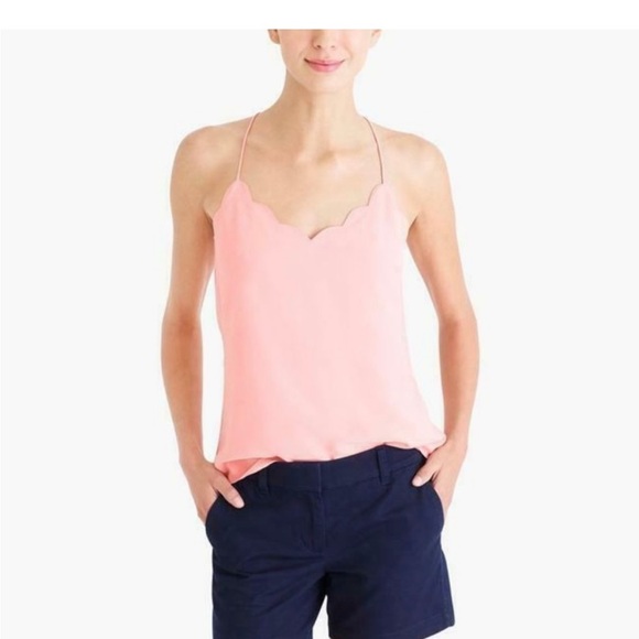 J Crew scalloped racer back camisole size 8 peach/salmon color never worn - Picture 3 of 8